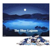 Puzzle da 1000 pezzi per adulti La Laguna Blu Islanda Notte Puzzle quadrato per adulti e puzzle in legno Decorazioni per la casa Regali di Natale 1000 pezzi (75x50 cm)