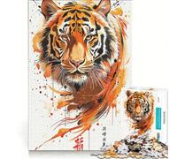 Puzzle da 1000 pezzi per adulti "La maestosità della tigre" gioco rompicapo difficile per rafforzare l'amore tra le coppie 38x52cm