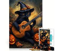 Puzzle da 1000 pezzi per adulti "La melodia di Halloween del gatto" Gioco di precisione e stimolante per la mente,ideale per il tempo libero e come regalo di compleanno (38x52cm)