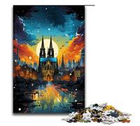 Puzzle da 1000 pezzi per adulti la psichedelia colorata della cattedrale di Colonia decorazione da parete adatta per la decorazione del desktop 75x50 cm.
