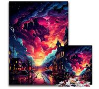 Puzzle da 1000 pezzi per adulti La psichedelia colorata della città dopo la pioggia Puzzle in legno Attività educativa per abilità cognitive Miglioramento delle abilità cognitive 1000 pezzi (75x50 cm)