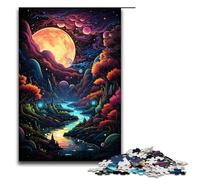 Puzzle da 1000 pezzi per adulti la psichedelia colorata della luna misteriosa decorazione da parete adatta per la decorazione del desktop 75x50 cm