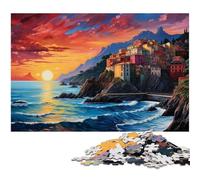 Puzzle da 1000 pezzi per adulti La psichedelia colorata delle Cinque Terre puzzle per famiglie attività divertenti a casa regalo di compleanno regali di viaggio 1000 pezzi (38x26 cm)