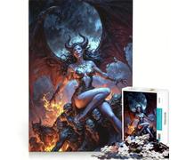 Puzzle da 1000 pezzi per adulti: La regina dei demoni Lilith su un trono di teschi, gioco impossibile, antistress, compleanno e Natale 38x26cm