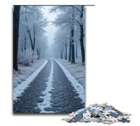 Puzzle da 1000 pezzi per adulti "La strada di ciottoli è ricoperta di brina argentata" Puzzle pratico da gioco 1000 pezzi (75x50 cm)