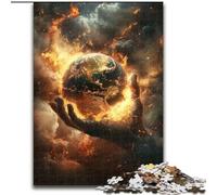 Puzzle da 1000 pezzi per adulti "La Terra nel palmo della tua mano", puzzle in legno 26X38cm per amanti dei viaggi e coppie, giocattolo stimolante