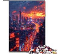Puzzle da 1000 pezzi per adulti La Torre delle Perle Orientali a Shanghai Puzzle in legno 50x75cm Perfetto per adolescenti,per creare legami familiari,rompicapo e regalo fai da te per la casa