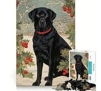 Puzzle da 1000 pezzi per adulti,Labrador nero in inverno,decorazione a incastro,gioco cognitivo divertente,gioco di pace,attività per compleanno 38x52cm