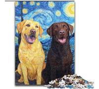 Puzzle da 1000 pezzi per adulti "Labrador sotto il cielo notturno", puzzle per adulti, rompicapo fai da te da 1000 pezzi, gioco interattivo per famiglie (dimensioni 26x38cm)