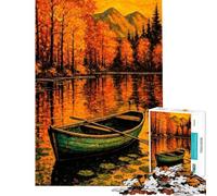 Puzzle da 1000 pezzi per adulti lago autunnale con barca puzzle da dipingere per ragazzi assemblaggio di motivi difficile e stimolante gioco impegnativo e per tutta la famiglia 38x26cm