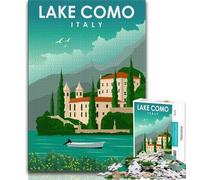 Puzzle da 1000 pezzi per adulti, Lago di Como, Italia, Travel Art, gioco stimolante e decorazione da parete per famiglie, regali unici per compleanno e Natale, 38x26cm
