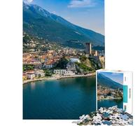 Puzzle da 1000 pezzi per adulti Lago di Garda Malcesine Puzzle per adulti Gioco divertente Analisi e logica Difficile e stimolante (Dimensioni 38x52cm)