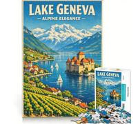 Puzzle da 1000 pezzi per adulti, Lago di Ginevra, gioco rompicapo, decorazione per la casa, compleanno e Natale 50x75cm