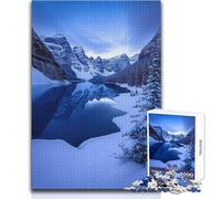 Puzzle da 1000 pezzi per adulti Lago di montagna innevato Rilassante e calmante Hobby da interno Giocattolo per il tempo libero dalla vestibilità perfetta Dimensioni 38x52cm