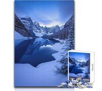 Puzzle da 1000 pezzi per adulti Lago di montagna innevato Rilassante e calmante Hobby da interno Giocattolo per il tempo libero dalla vestibilità perfetta e precisa Dimensioni 50x75cm