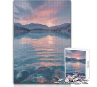 Puzzle da 1000 pezzi per adulti, lago di montagna pastello all'alba, acque turchesi e cime innevate, gioco educativo, gara di velocità manuale, regalo per compleanni, dimensioni 50x75cm