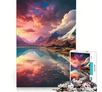 Puzzle da 1000 pezzi per adulti lago riflesso tra le montagne gioco rilassante assemblaggio di modelli lista dei desideri con Babbo Natale 38x52cm