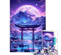 Puzzle da 1000 pezzi per adulti Lago Sakura al chiaro di luna divertimento a casa gioco pratico per tutta la famiglia adatto a partire dai 14 anni (50x75cm)