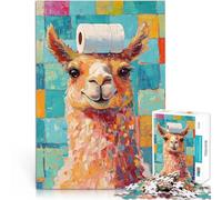 Puzzle da 1000 pezzi per adulti Lama con cappello di carta igienica Giocattoli fai da te con pezzi completamente interconnessi di forma casuale 75x50cm