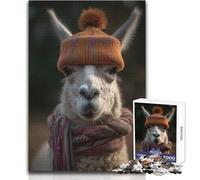 Puzzle da 1000 pezzi per adulti Lama con cappello Meraviglioso per le giornate di ozio pigro Affidabile Taglio aderente Dimensioni del giocattolo 38x26cm