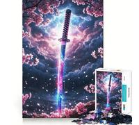 Puzzle da 1000 pezzi per adulti "Lama della Tempesta di Sakura" Decorazione perfetta,attività stimolante per la mente,gioco rilassante,regalo festivo per il tempo libero 50x75cm