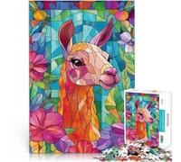 Puzzle da 1000 pezzi per adulti Lama in vetro colorato Difficile da completare ma divertente e umoristico Migliorare la memoria 38x26cm