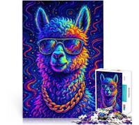 Puzzle da 1000 pezzi per adulti Lama psichedelico con occhiali da sole Assemblaggio del modello Decorazioni e regali unici per la casa 70x100cm