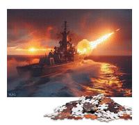 Puzzle da 1000 pezzi per adulti, lancio di missili da nave da guerra, puzzle quadrati creativi per adulti, puzzle in legno, puzzle decorativi per la casa (75x50 cm)