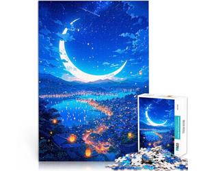 Puzzle da 1000 pezzi per adulti Lanterne nel cielo notturno Sfida di gioco educativo giocattolo con poster abbinato e foglio di quiz 75x50cm