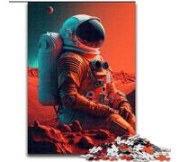 Puzzle da 1000 pezzi per adulti "L'astronauta marziano" in legno, perfetto per Halloween, Natale, regalo di compleanno, 1000 pezzi(50x75cm)