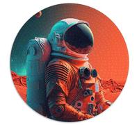 Puzzle da 1000 pezzi per adulti L'astronauta marziano Puzzle rotondi da 1000 pezzi per adulti per adolescenti e ragazzi, compleanno e festa 67,5x67,5 cm