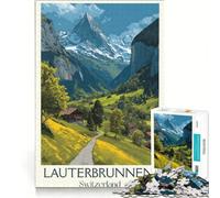 Puzzle da 1000 pezzi per adulti, Lauterbrunnen Valley Magic, gioco divertente, interazione genitore-figlio, ogni pezzo è unico 38x26cm