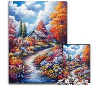Puzzle da 1000 pezzi per adulti "L'autunno arriva a casa", puzzle in cartone per regali di decorazione per la casa, giocattolo stimolante per la famiglia, perfetto per le serate di gioco, 26x38cm