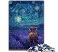 Puzzle da 1000 pezzi per adulti Lavanda sotto il cielo notturno Giochi educativi Decorazione per la casa Gioco educativo per compleanno, Natale 26x38cm