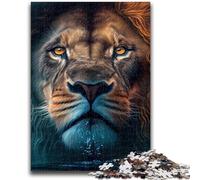 Puzzle da 1000 pezzi per adulti Leone Acqua Animale Volto Cervello Sfida Intelligenza Giocattoli avvincenti Regalo di compleanno, Regali, Arte murale 50x75cm