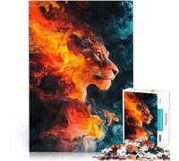 Puzzle da 1000 pezzi per adulti Leone ardente nel fumo Giocattoli educativi per l'apprendimento Giochi per famiglie Opera d'arte 75x50cm