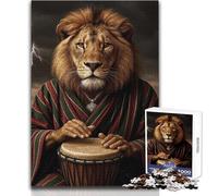 Puzzle da 1000 pezzi per adulti Leone batterista nella tempesta Sfida difficile Gioco per famiglie Adatto a partire dai 14 anni (dimensioni 50x75cm)