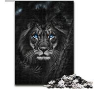 Puzzle da 1000 pezzi per adulti, leone bianco e nero, attività di unione familiare, feste e compleanni (dimensioni 50x75cm)