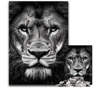Puzzle da 1000 pezzi per adulti, leone bianco e nero, puzzle in legno, antistress, per trascorrere il tempo in casa, un'opera d'arte per bambini dai 14 anni in su, 50x75cm