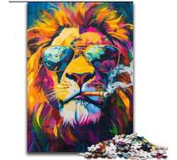 Puzzle da 1000 pezzi per adulti, leone che fuma, dipinto a olio, puzzle da 1000 pezzi per adulti, gioco di attività per famiglie per adolescenti, rompicapo impegnativo (dimensioni 50x75cm)