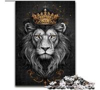 Puzzle da 1000 pezzi per adulti, leone che indossa una corona, decorazione per la casa, gioco rompicapo per adolescenti e interazione familiare, 50x75cm