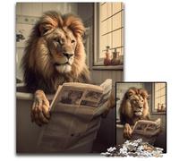 Puzzle da 1000 pezzi per adulti Leone che legge il giornale Puzzle difficili per adulti Perfetto per il divertimento in famiglia durante le vacanze 26X38CM/10,23x14,96 pollici