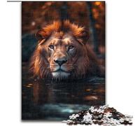 Puzzle da 1000 pezzi per adulti, Leone che nuota nel fiume. Puzzle da 1000 pezzi per adulti, sviluppa la coordinazione occhio-mano, perfetto come regalo di compleanno (dimensioni 26x38cm).