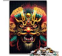Puzzle da 1000 pezzi per adulti, leone colorato in legno, idea regalo per le feste, opera d'arte umoristica, opera d'arte dettagliata 50x75cm per compleanno, festa, Natale, Halloween