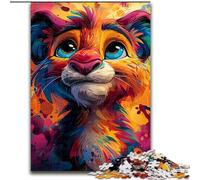 Puzzle da 1000 pezzi per adulti, leone colorato in legno, perfetto per regali di compleanno, Natale e Halloween, 50x75cm, decorazione artistica fai da te, regalo di compleanno perfetto