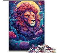 Puzzle da 1000 pezzi per adulti, leone colorato in legno, regalo perfetto per bambini dai 14 anni in su, 50x75cm, divertente lavoretto per famiglie, perfetto per compleanni e feste