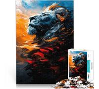 Puzzle da 1000 pezzi per adulti Leone con criniera fiammeggiante Gioco di famiglia antistress sfida difficile per la decorazione della casa 38x26cm