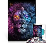 Puzzle da 1000 pezzi per adulti leone con occhiali puzzle di apprendimento 26 x 38 cm, decorazione per la casa e regali unici
