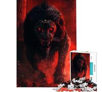 Puzzle da 1000 pezzi per adulti Leone dagli occhi rossi nel tempio gioco educativo gioco intellettuale regalo di compleanno sfida impegnativa (dimensioni 75x50cm)