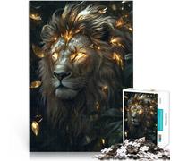Puzzle da 1000 pezzi per adulti Leone d'oro nella foresta Sfida di gioco educativo giocattolo Migliorare l'amore tra le coppie 75x50cm